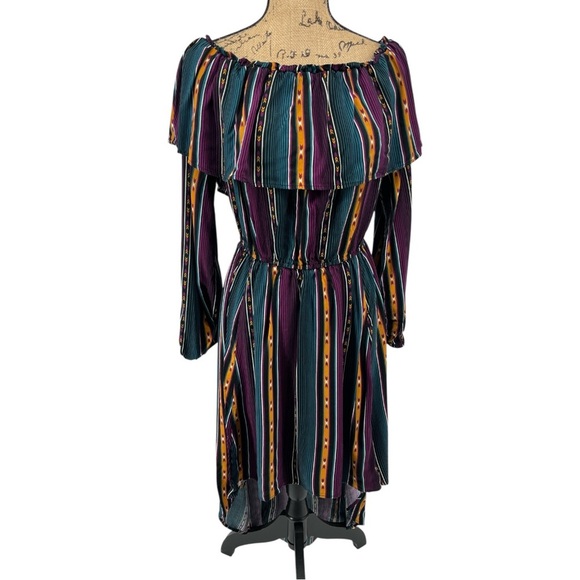 Wrangler Retro Hi Low Ruffle Dress Western Aztec Country Size Medium Purple - Picture 2 of 9